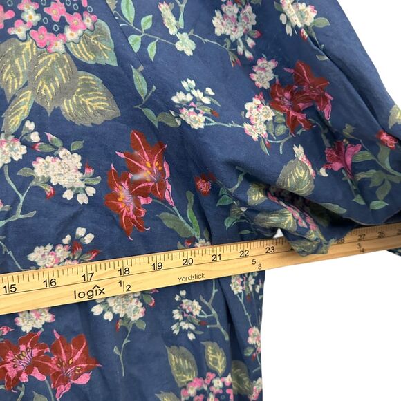 Bella Tu Blue and Pink Floral Beaded Embroidered V-Neck Cotton Tunic Size XXL - Picture 4 of 7